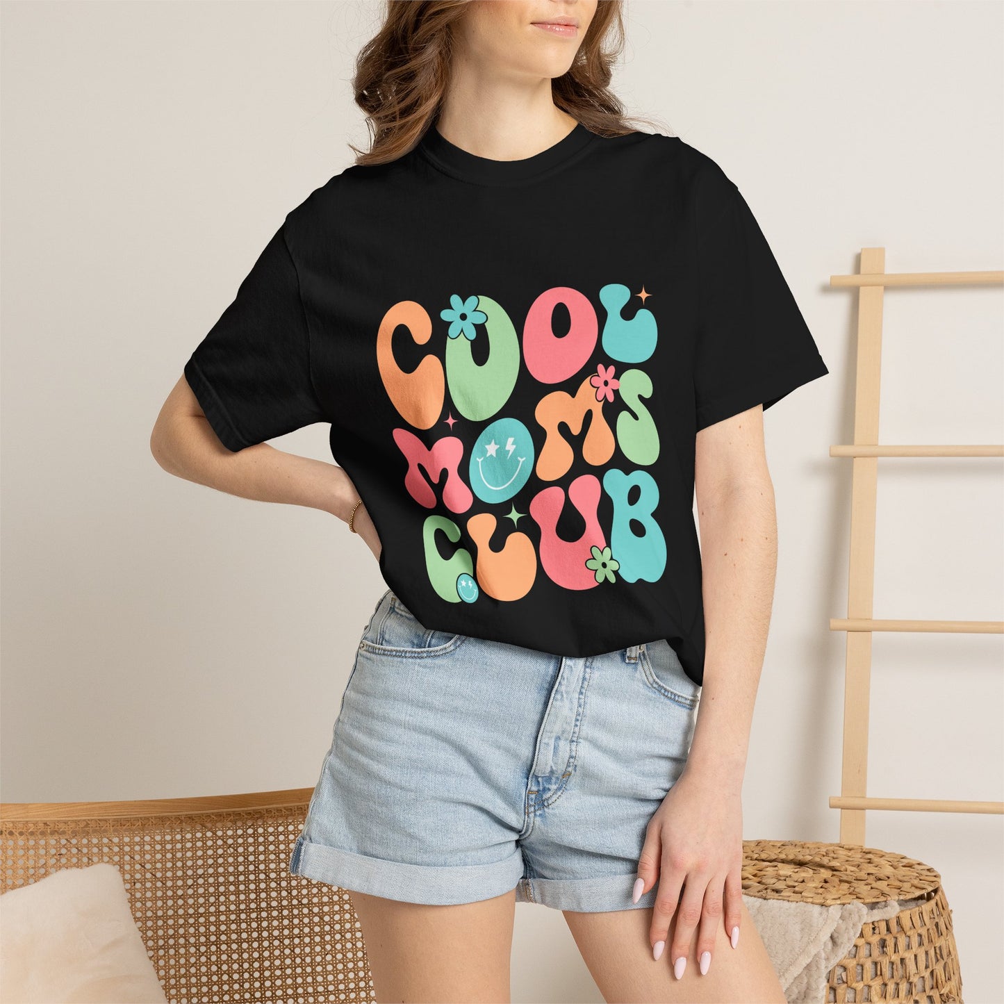 Cool Mom Club T-Shirt — Retro Floral Graphic Tee for Moms