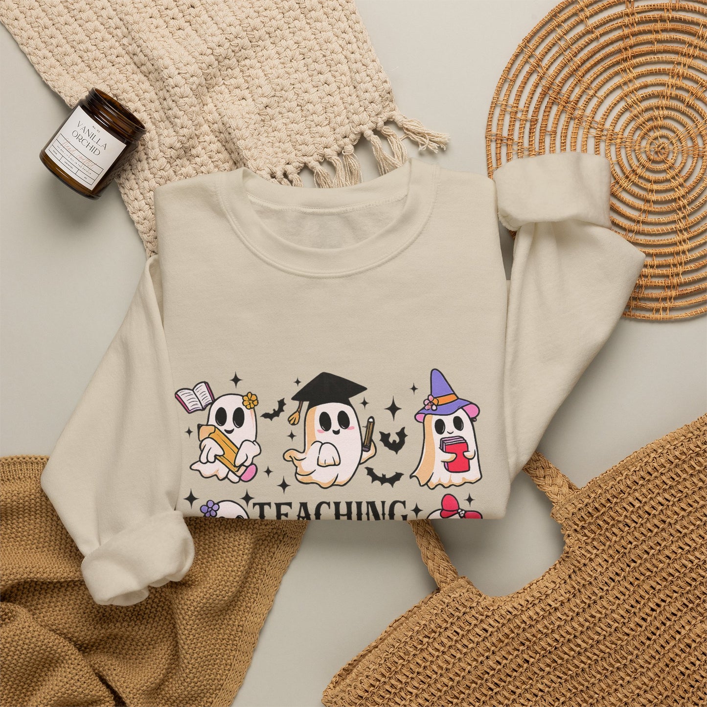 Teacher Halloween Sweatshirt - "Teaching My Boos" Cute Ghosts Crewneck