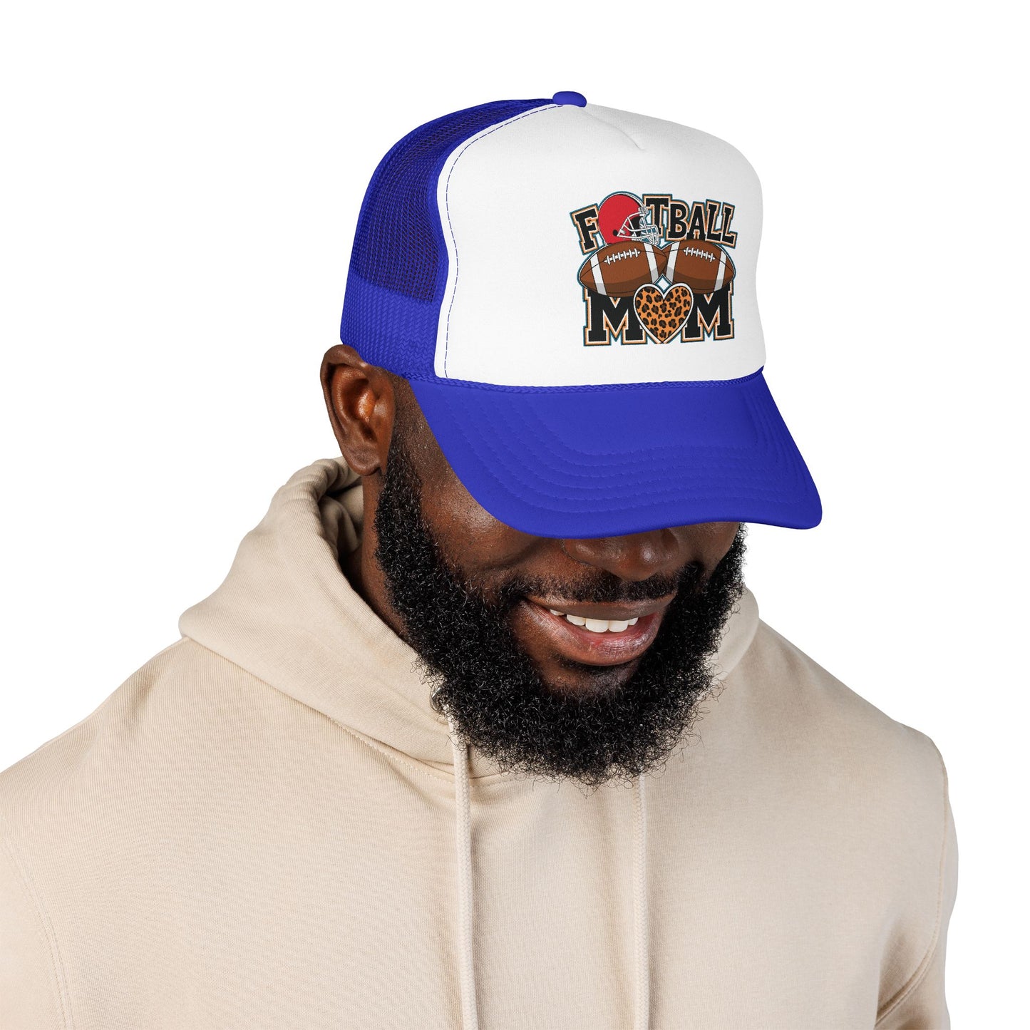 Football Mom Trucker Hat – Leopard Heart Game Day Foam Cap