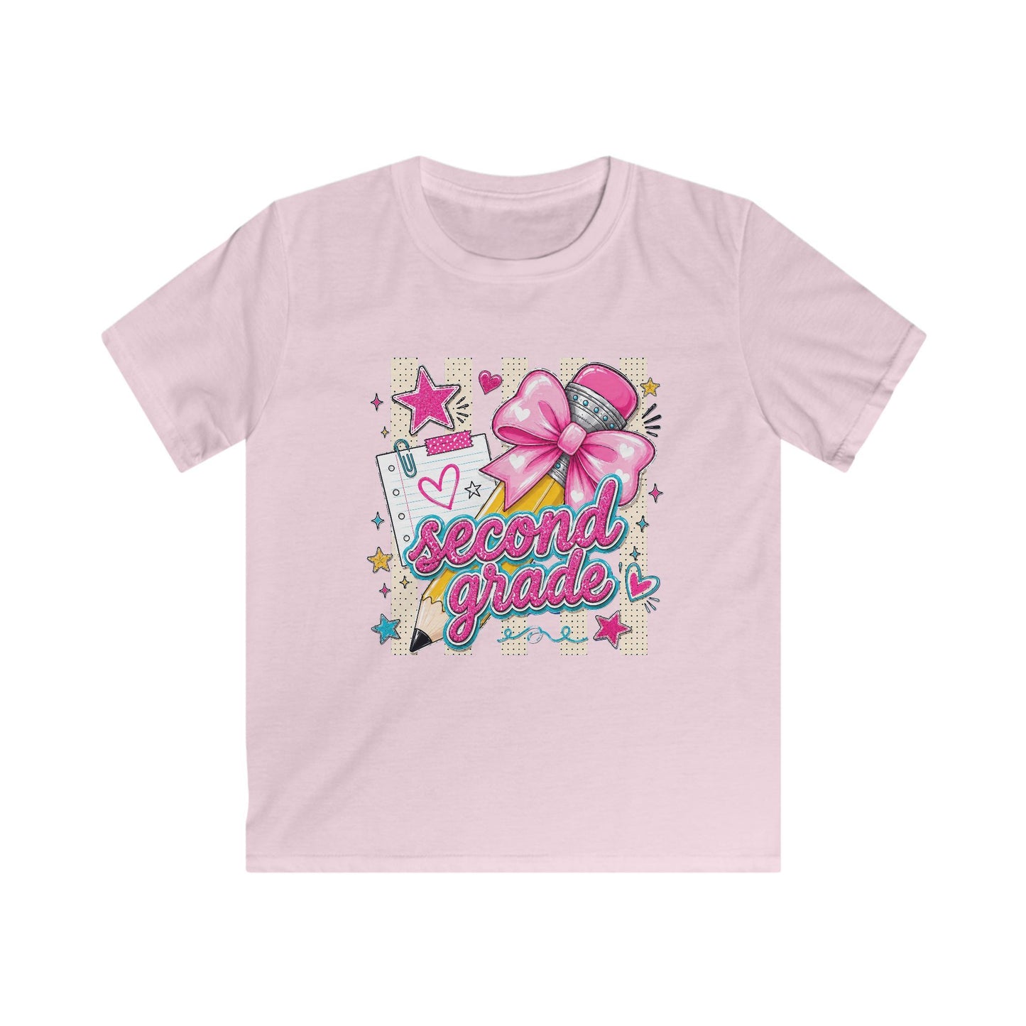 Second Grade Kids T-Shirt – Pink Bow Back-to-School Tee