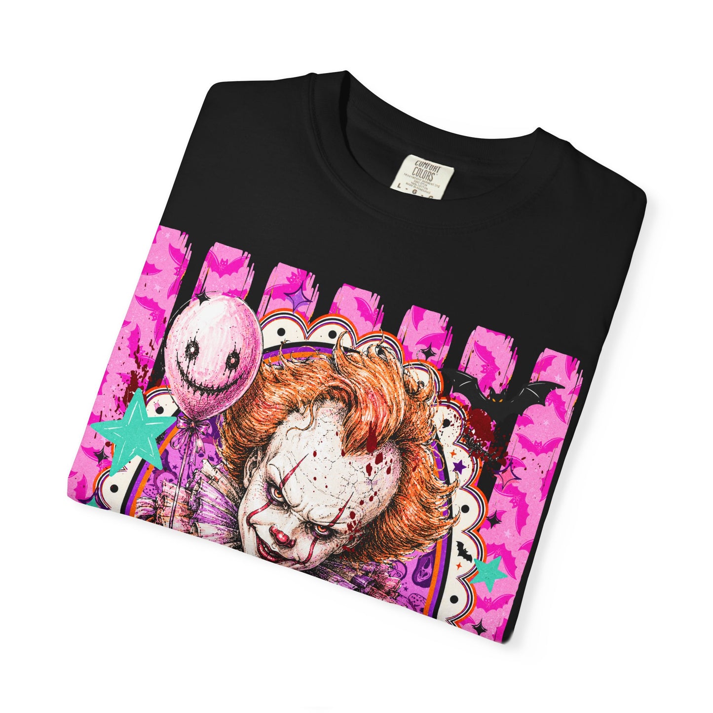 Creepy Clown Portrait T-Shirt — Pink Horror Graphic Tee