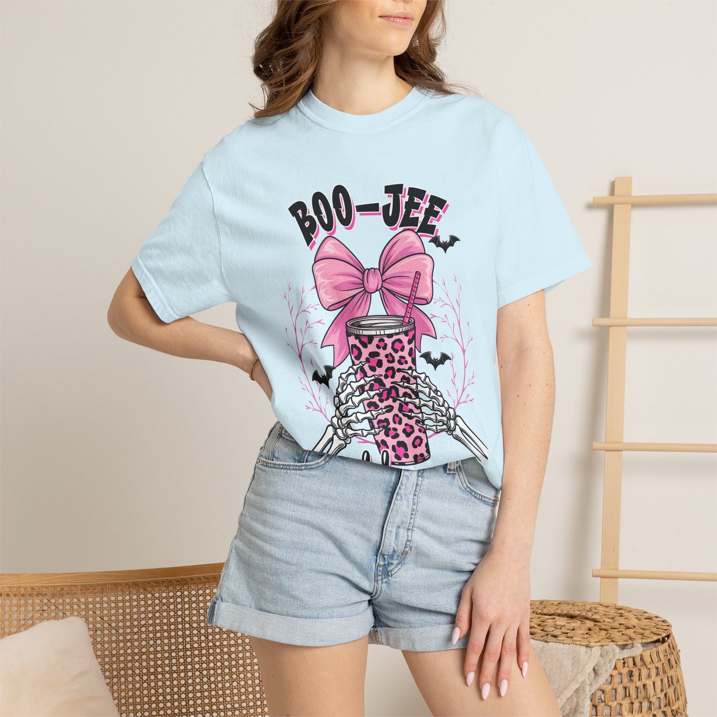 Boo-jee Mama T-Shirt — Pink Leopard Skull Coffee Travel Mug Graphic Tee
