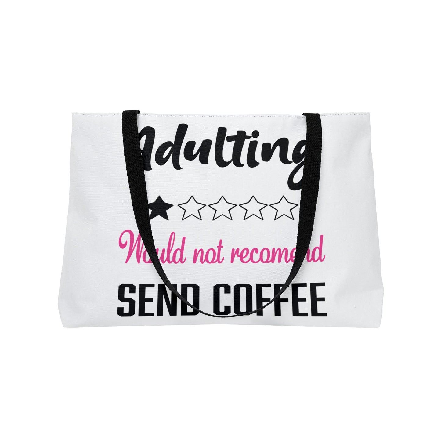 Weekender Tote Bag — "Feral Mother" & "Adulting: Would Not Recommend, Send Coffee" Printed Weekend Tote