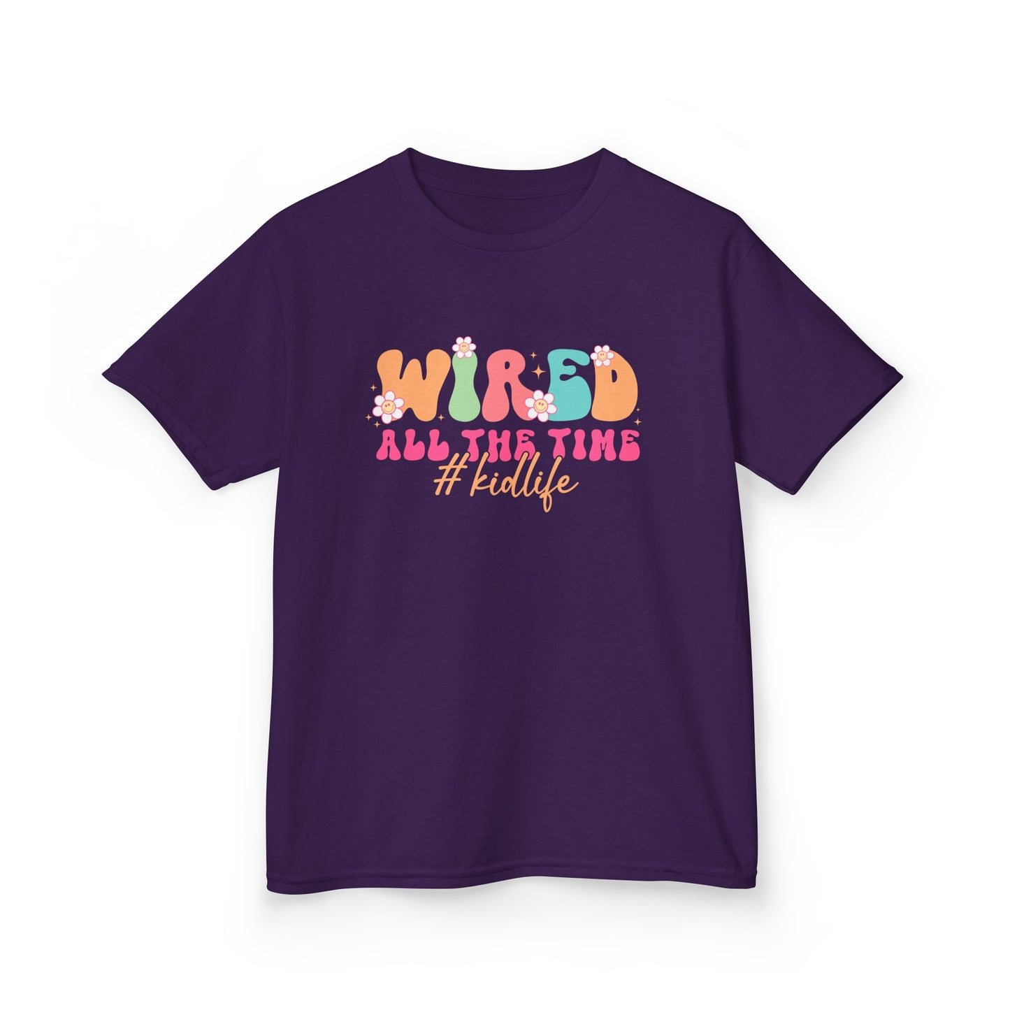 Kids Tee — "Wired All The Time" Bright Retro Graphic
