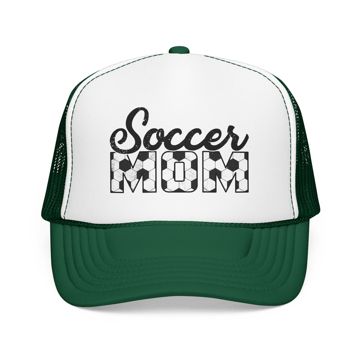 Soccer Mom Trucker Hat – Vintage Soccer Ball Lettering Foam Cap