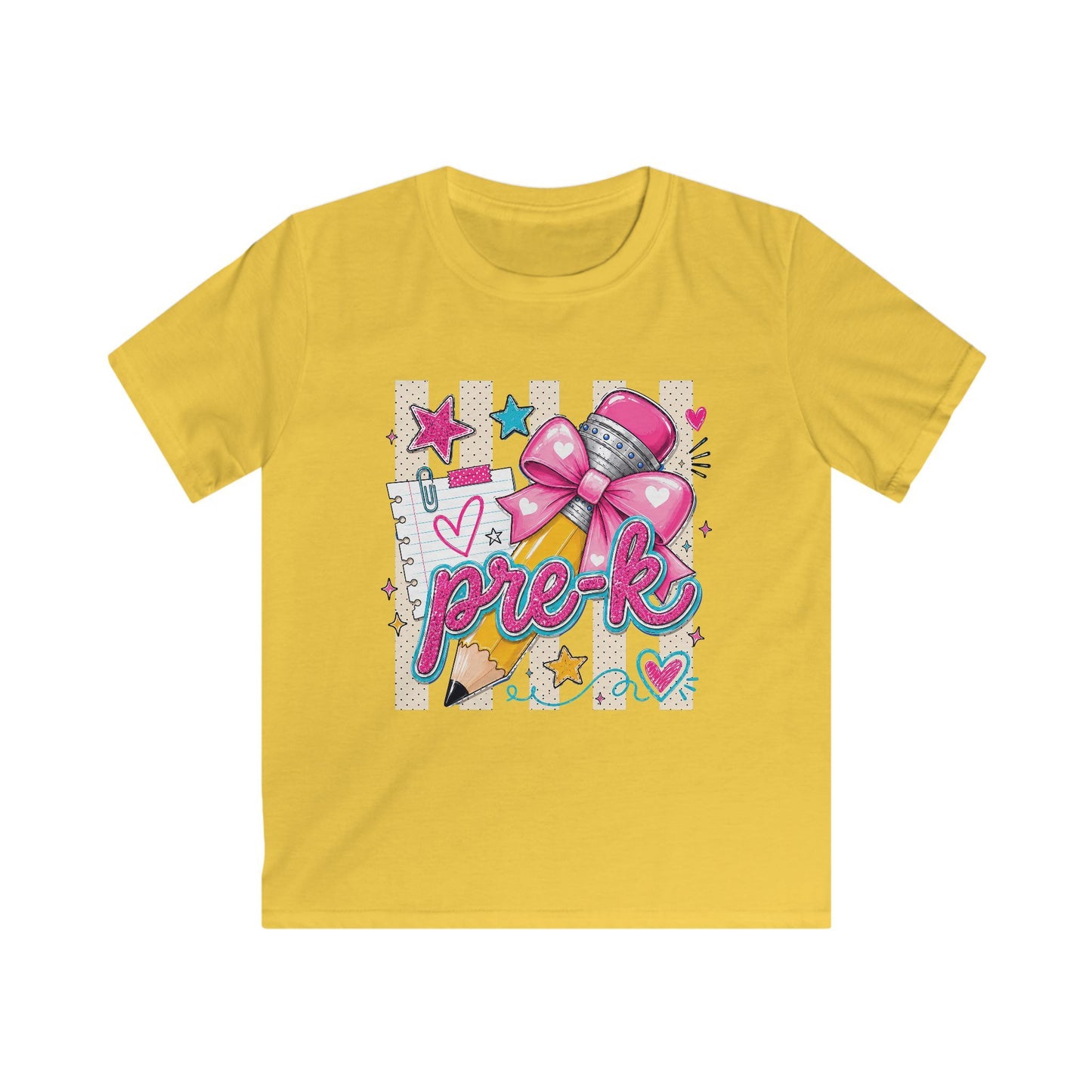 Pre-K Kids T-Shirt — Cute Pink Microphone & Pencil Back-to-School Tee