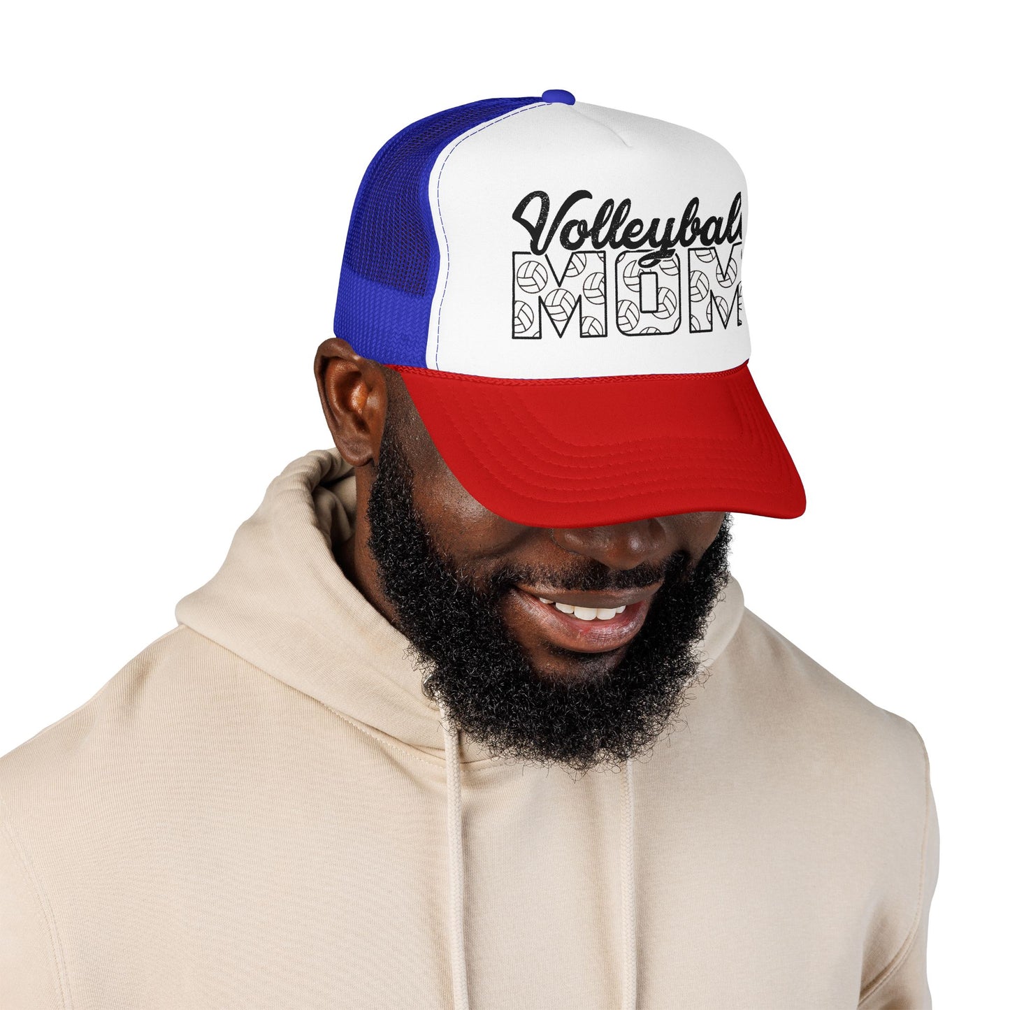 Volleyball Mom Trucker Hat – Foam Mesh Cap with Volleyball Pattern