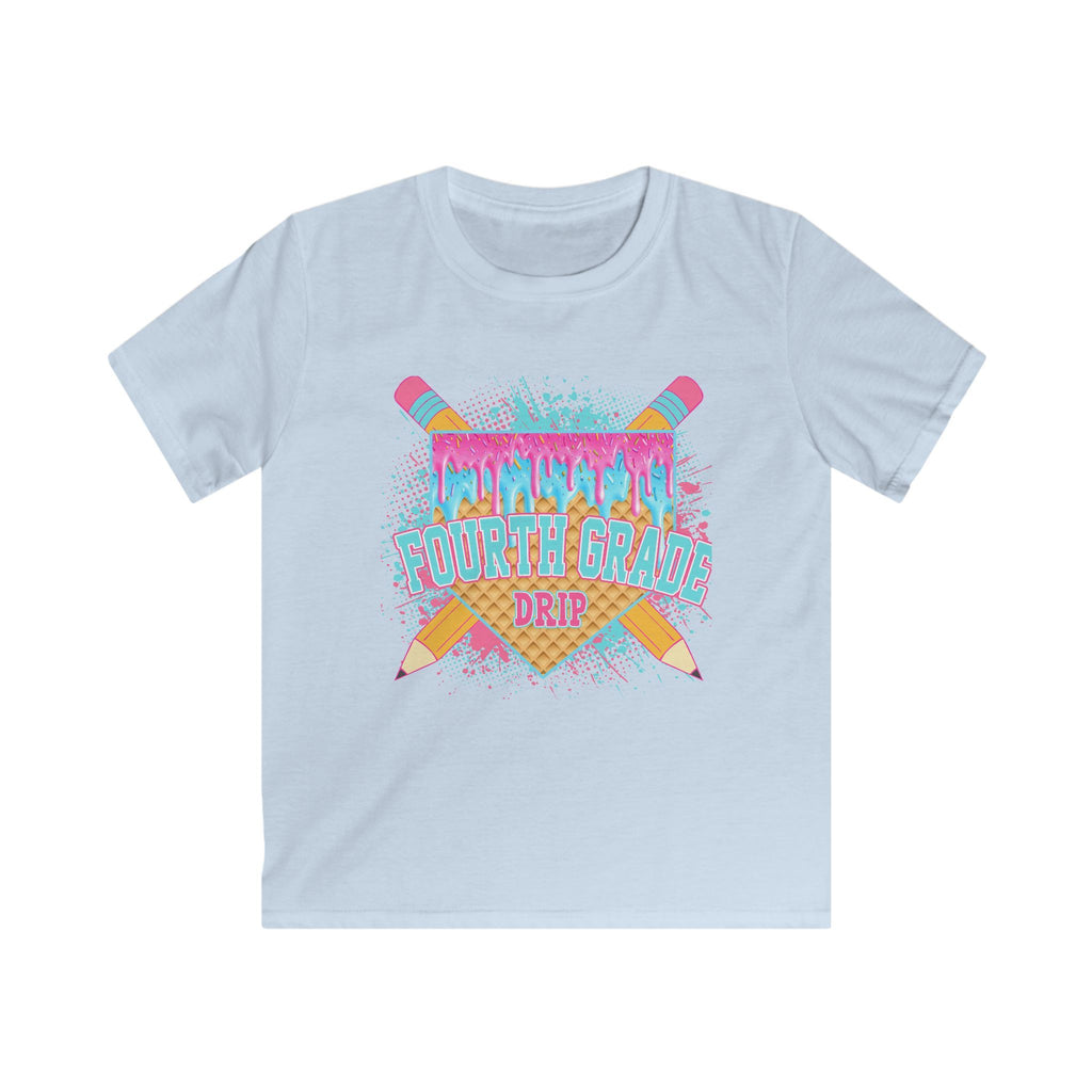 Fourth Grade Drip Kids T-Shirt — Colorful Pencil Back-to-School Tee