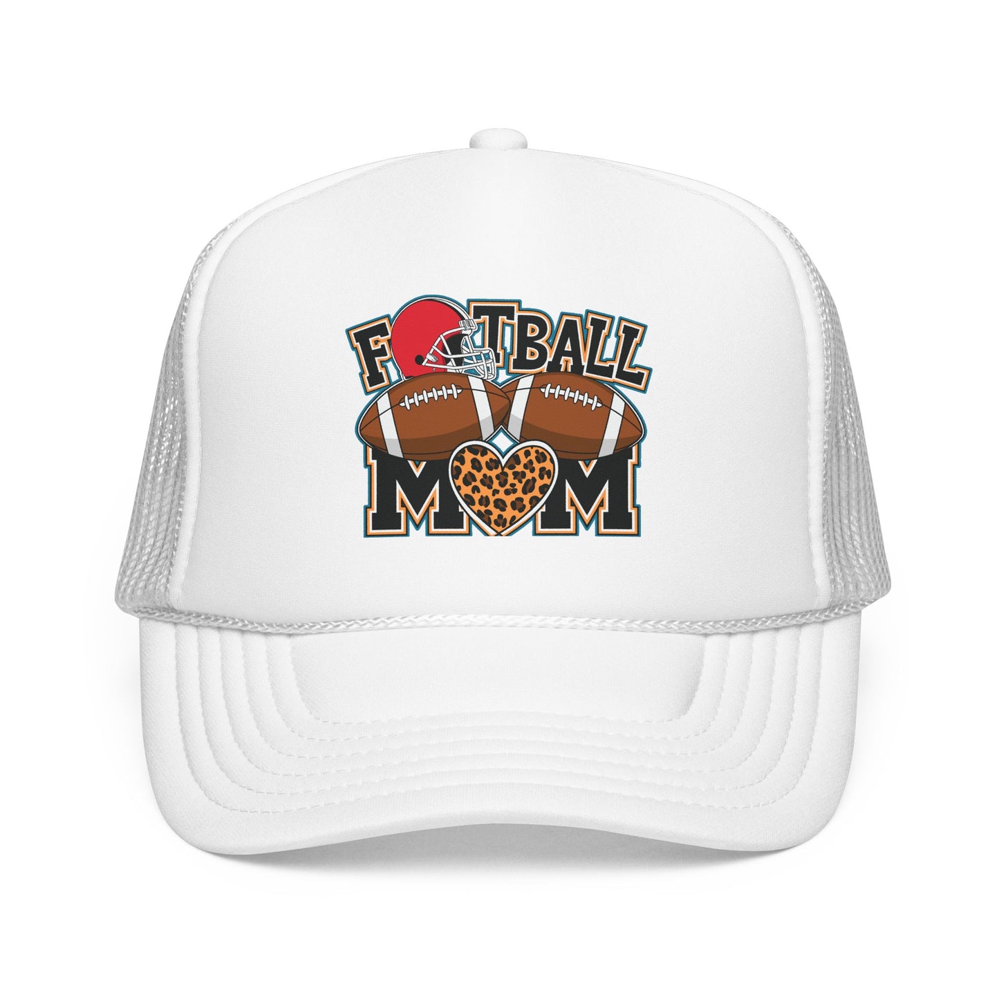 Football Mom Trucker Hat – Leopard Heart Game Day Foam Cap