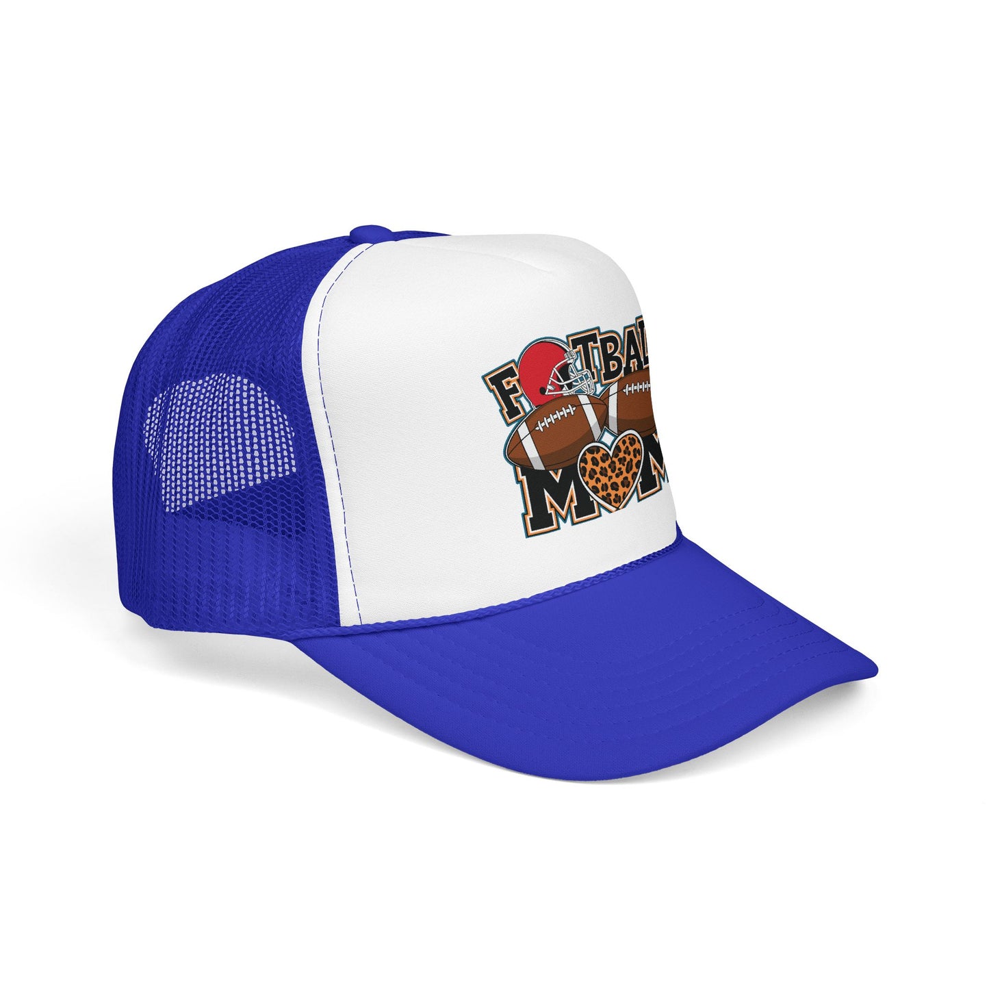 Football Mom Trucker Hat – Leopard Heart Game Day Foam Cap
