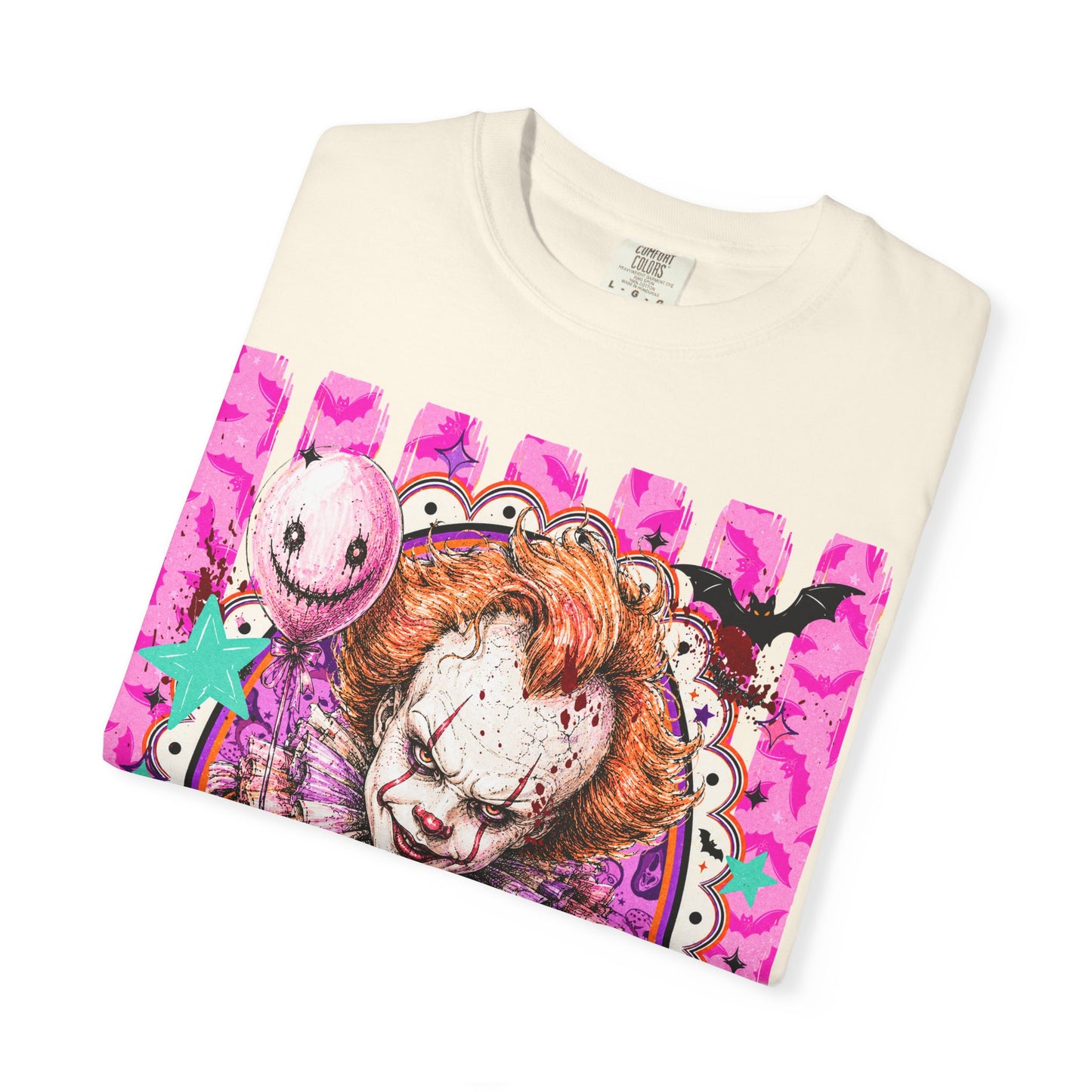 Creepy Clown Portrait T-Shirt — Pink Horror Graphic Tee
