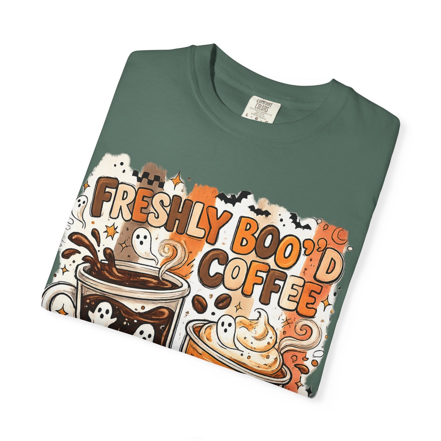 Freshly Boo'd Coffee Halloween T-Shirt — Cute Ghost Latte Graphic Tee