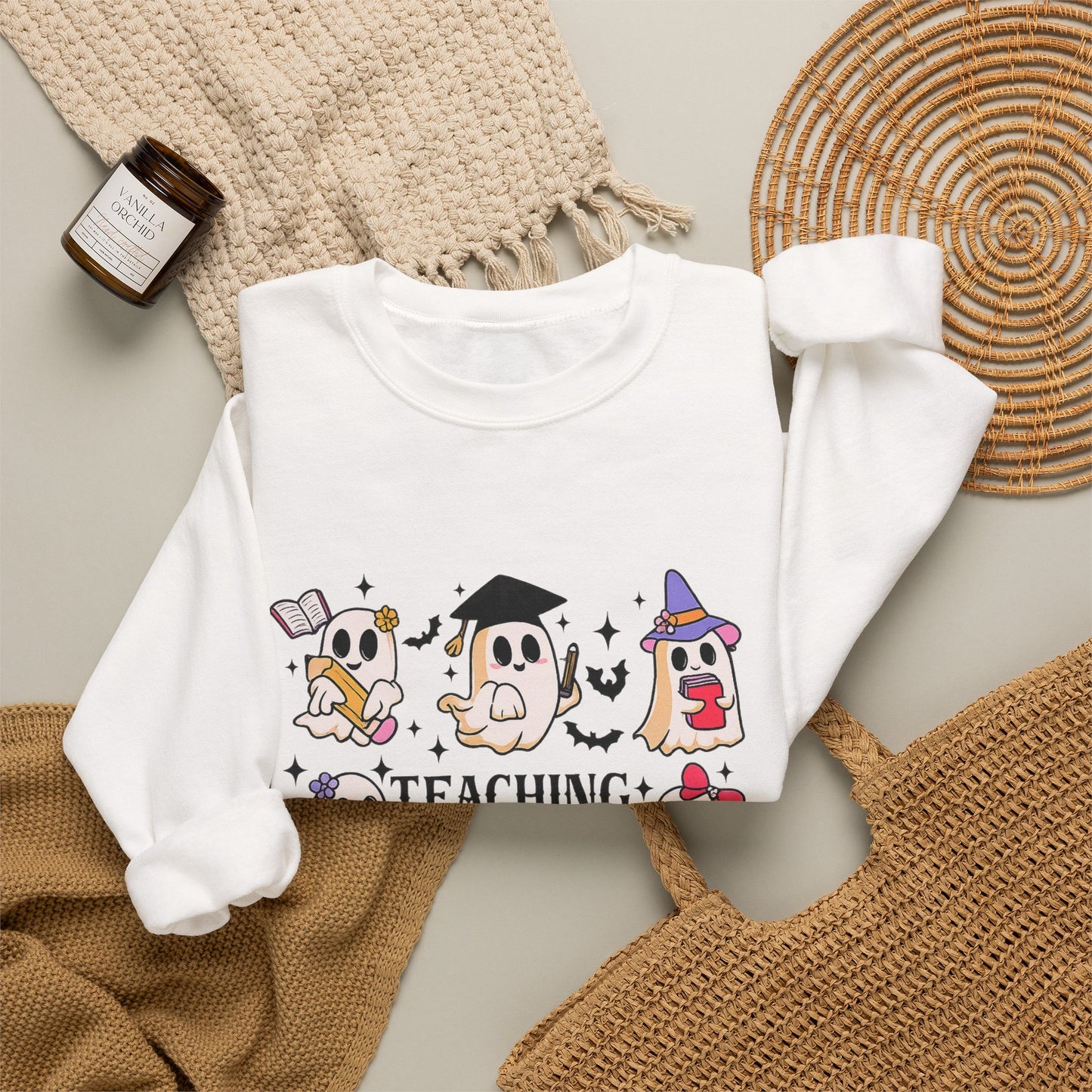Teacher Halloween Sweatshirt - "Teaching My Boos" Cute Ghosts Crewneck