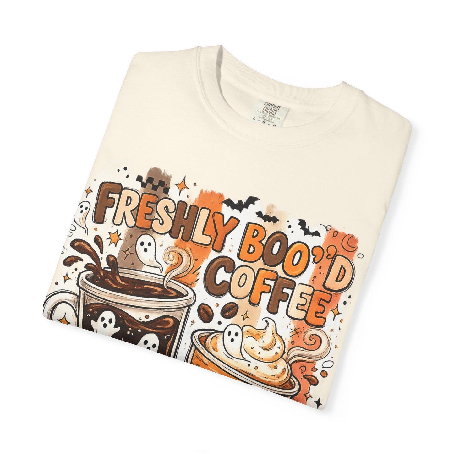 Freshly Boo'd Coffee Halloween T-Shirt — Cute Ghost Latte Graphic Tee