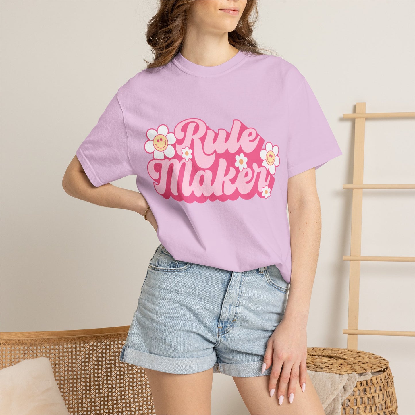 Rule Maker T-Shirt — Retro Floral Pink Graphic Tee