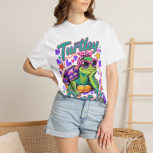 T-Shirt — "Turtley Over It" Retro Turtle Graphic Tee