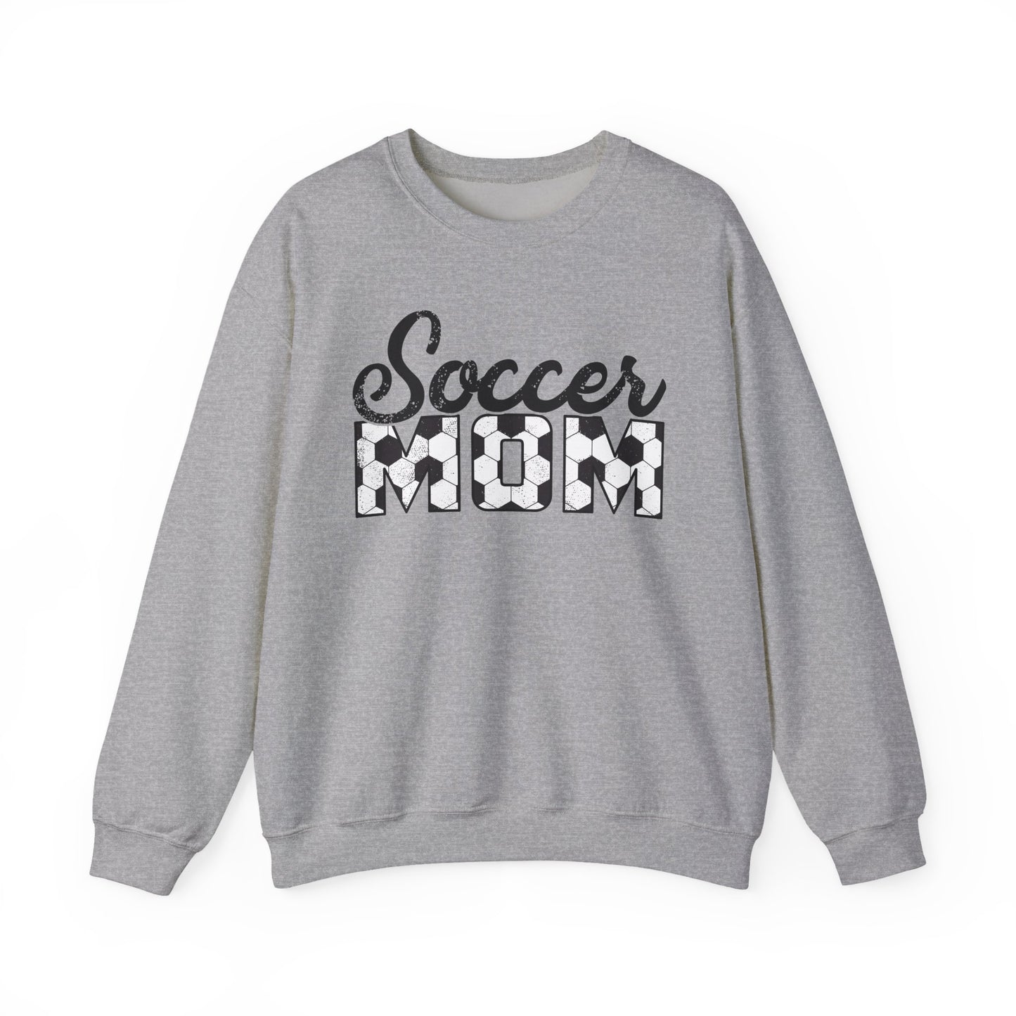Soccer Mom Crewneck Sweatshirt — Ladies Soccer Mom Pullover with Soccer Ball Text