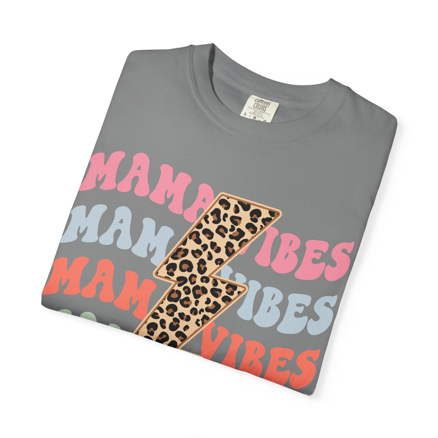 Mama Vibes Lightning Bolt T-Shirt — Leopard Print Retro Mom Tee