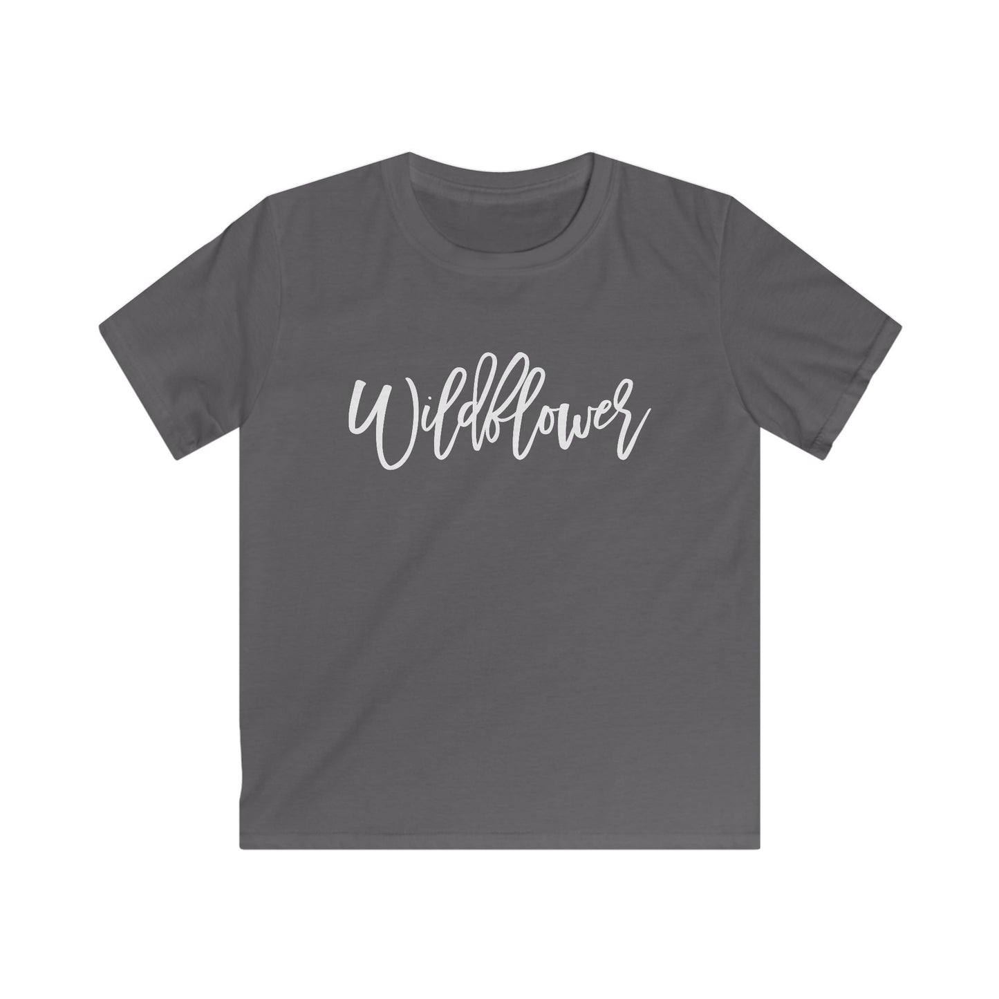 Kids Tee — "Wildflower" Script Graphic, Cute Floral Vibe for Young Girls