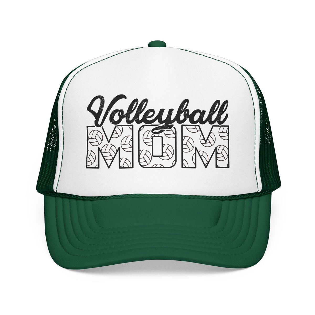 Volleyball Mom Trucker Hat – Foam Mesh Cap with Volleyball Pattern