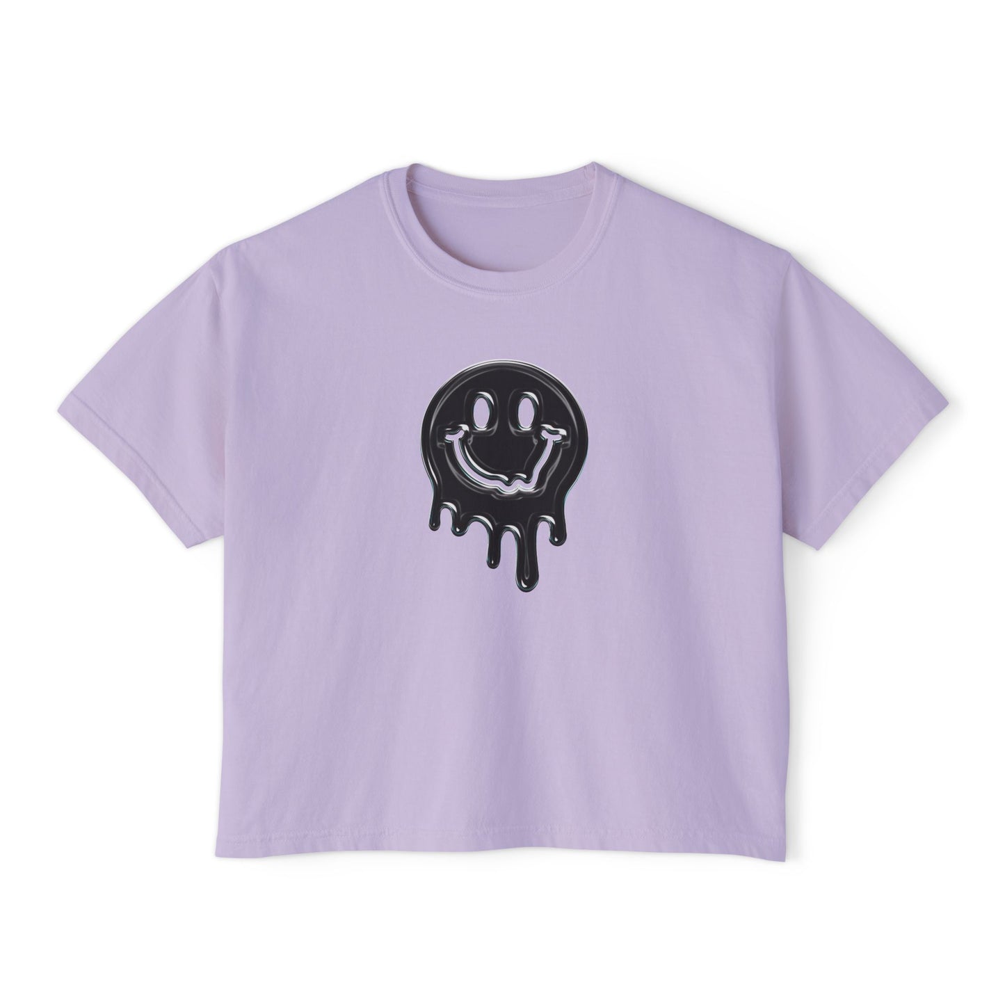 Women's Boxy Tee — Dripping Smiley Graphic Tee