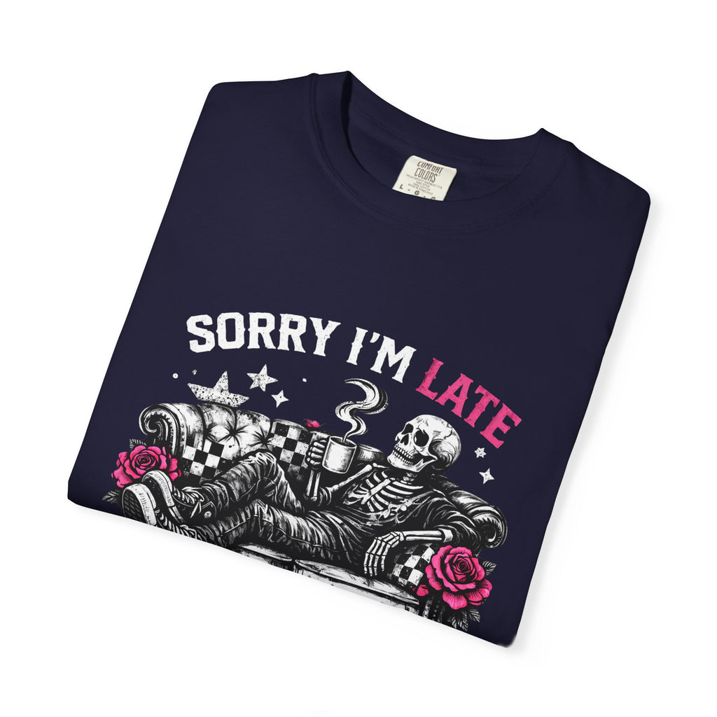Skull & Roses 'Sorry I'm Late' T-Shirt
