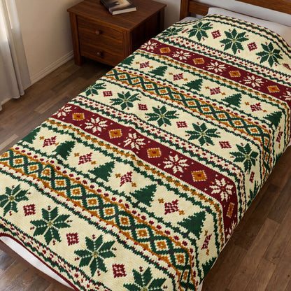 Nordic Christmas Pattern Velveteen Plush Blanket