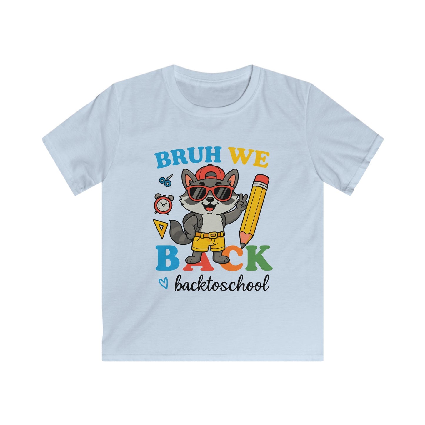 Kids T-Shirt — “Bruh We Back” Back-to-School Cat Graphic Tee