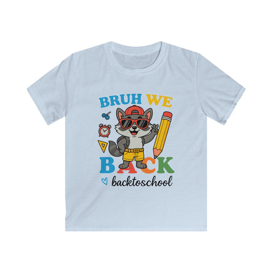 Kids T-Shirt — “Bruh We Back” Back-to-School Cat Graphic Tee