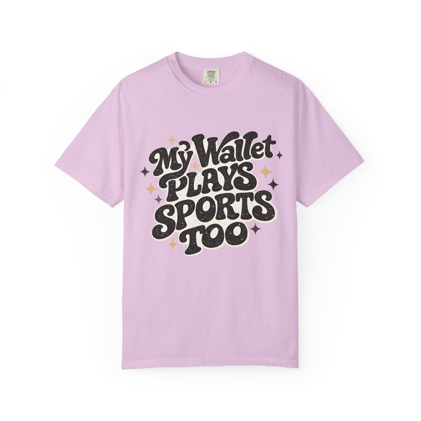 My Wallet Plays Sports Too T-Shirt — Funny Retro Script Tee for Sports Fans
