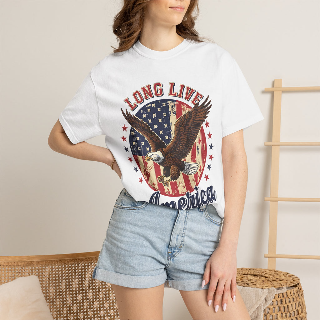 Long Live America T-Shirt — Vintage Bald Eagle Flag Graphic