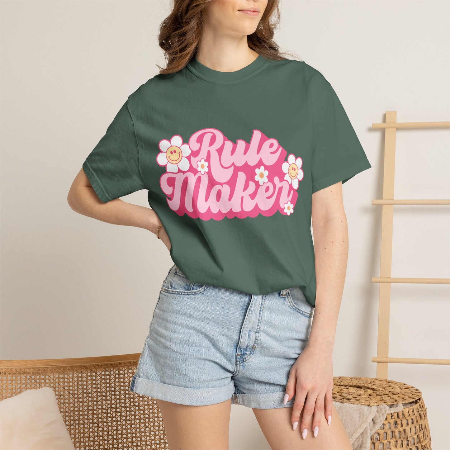 Rule Maker T-Shirt — Retro Floral Pink Graphic Tee