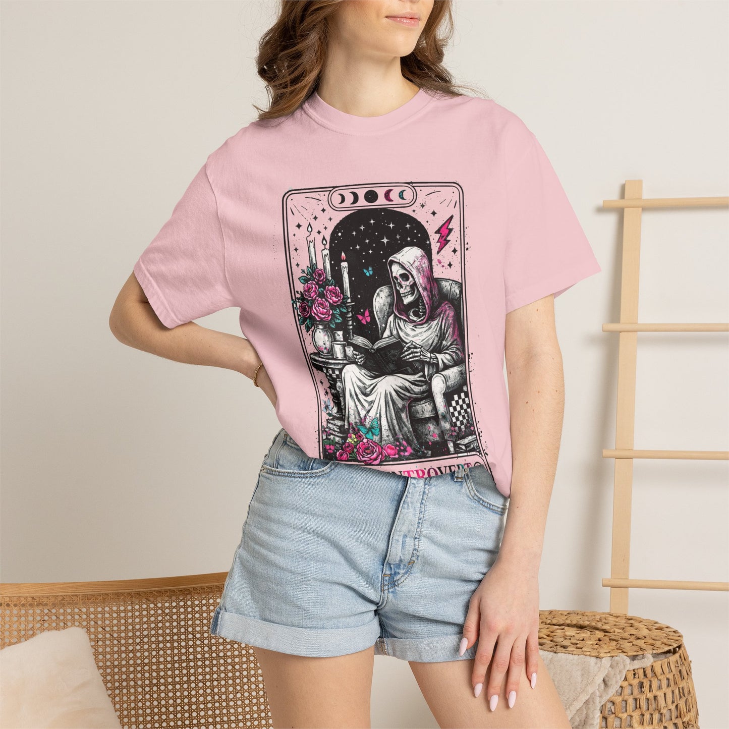 Introvert Tarot T-Shirt — Gothic Skeleton Card Graphic Tee