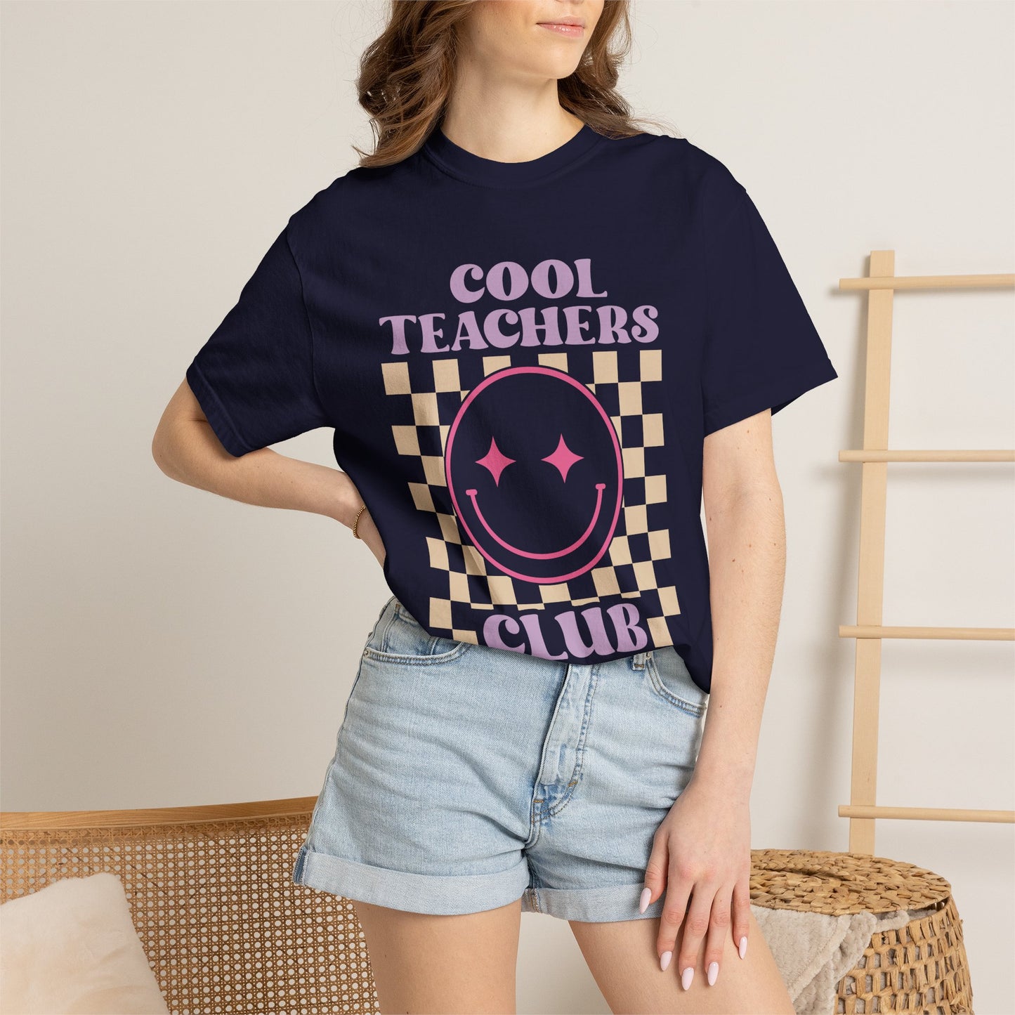 Cool Teachers Club T-Shirt — Retro Checkerboard Smiley Teacher Tee