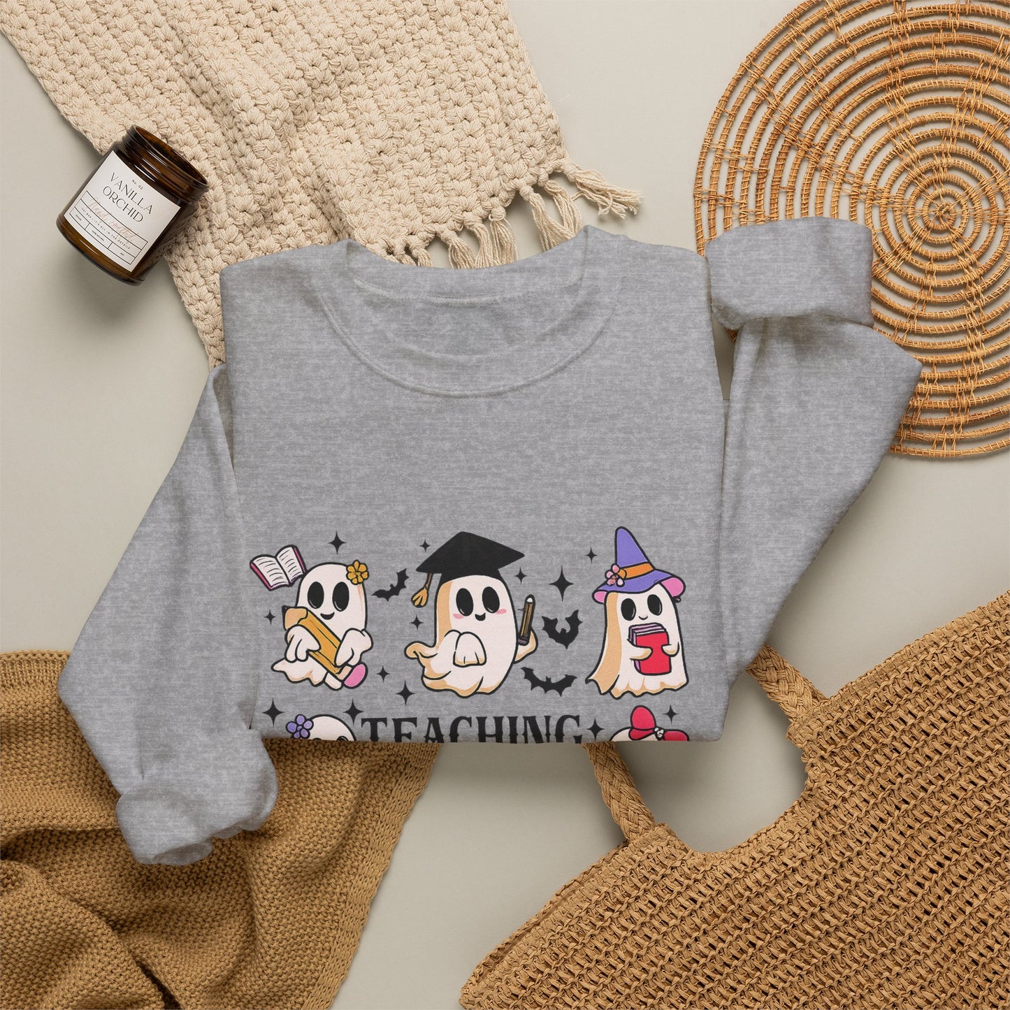 Teacher Halloween Sweatshirt - "Teaching My Boos" Cute Ghosts Crewneck