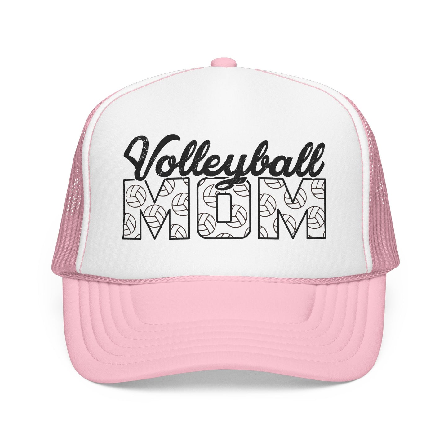 Volleyball Mom Trucker Hat – Foam Mesh Cap with Volleyball Pattern