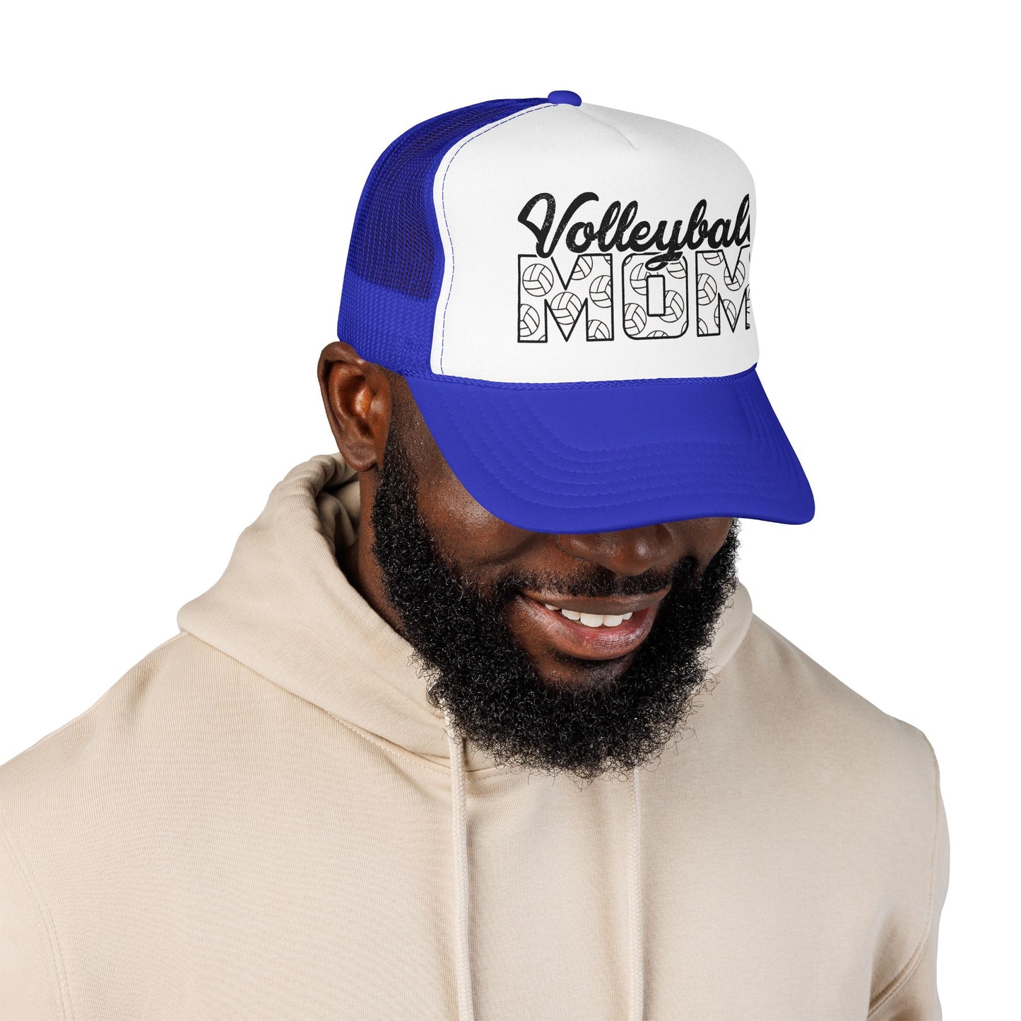 Volleyball Mom Trucker Hat – Foam Mesh Cap with Volleyball Pattern
