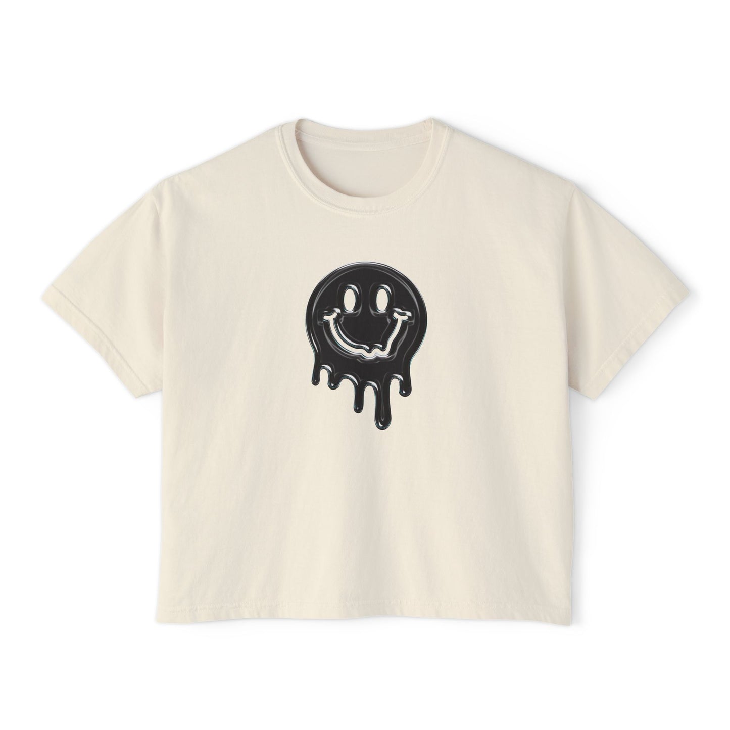 Women's Boxy Tee — Dripping Smiley Graphic Tee