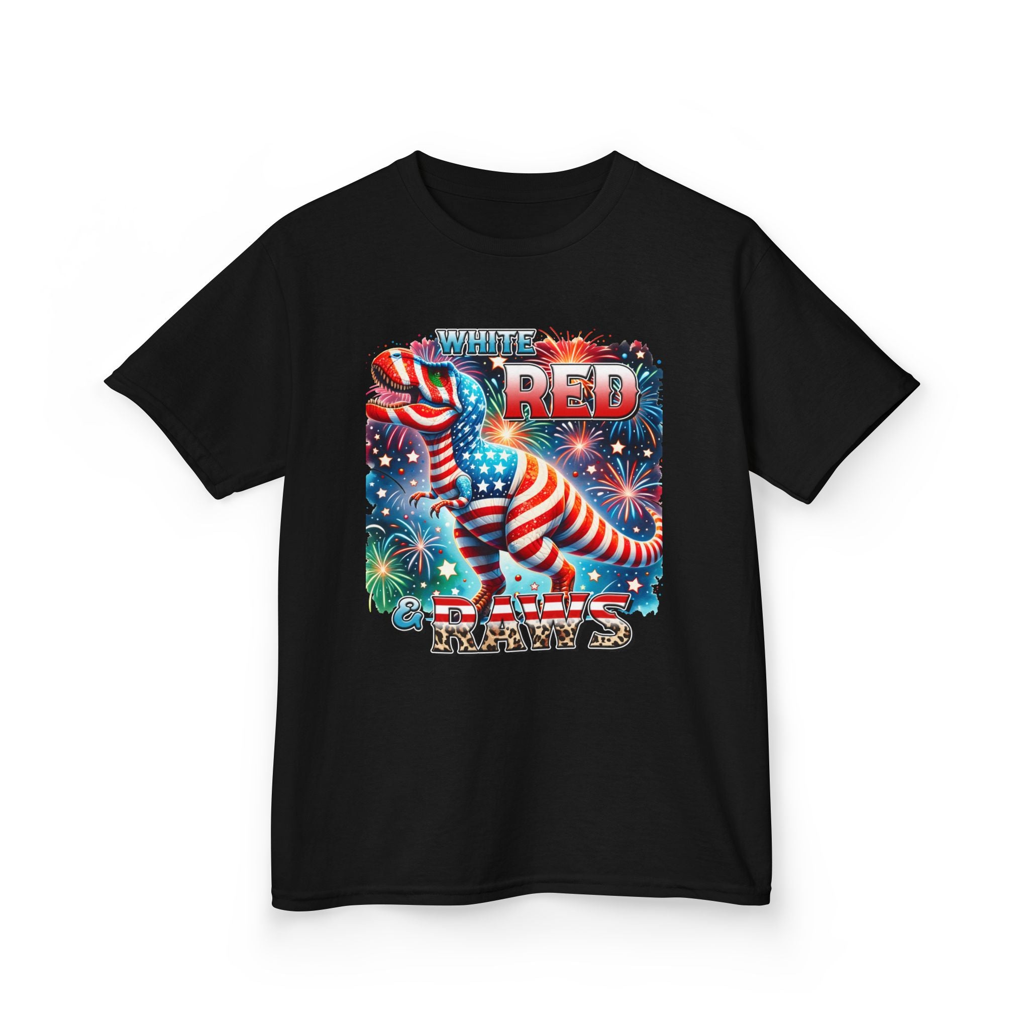 Kids T-Shirt — 'Where Red Paws' Patriotic Dinosaur Tee (4th of July)