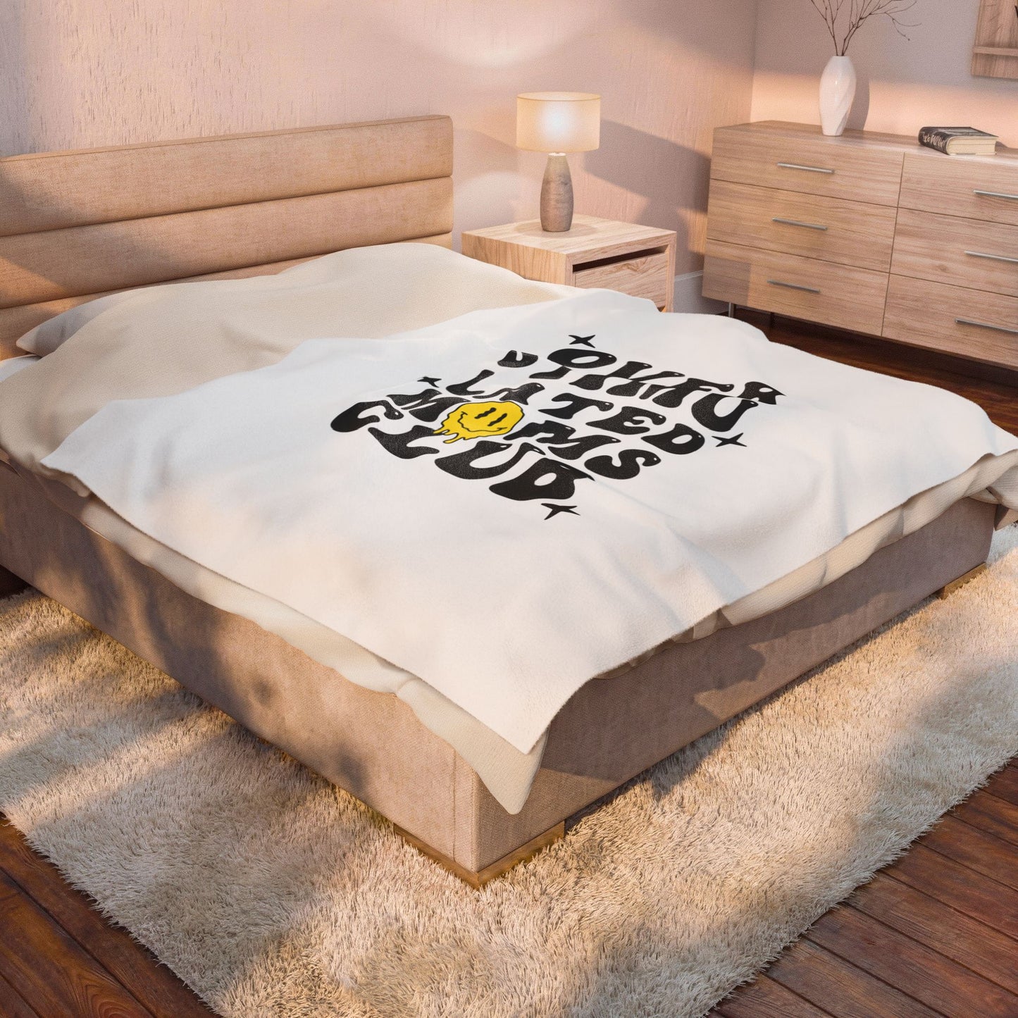 Overstimulated Moms Club Velveteen Plush Blanket — Funny Mom Gift Cozy Throw