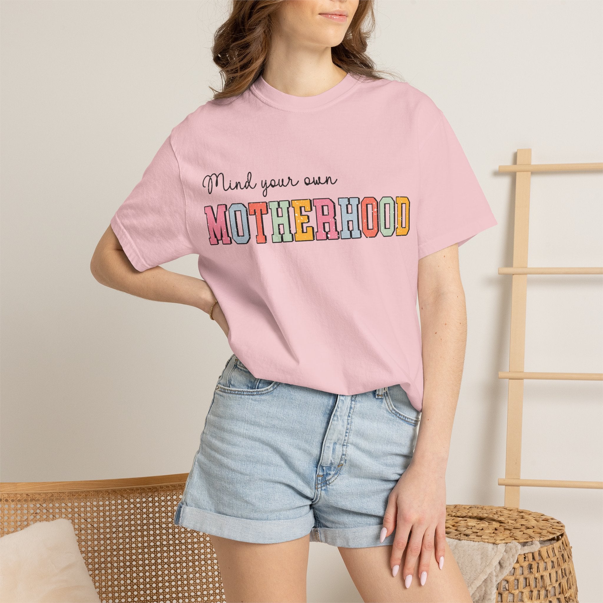 Mind Your Own Motherhood T-Shirt — Retro Colorblock Mom Tee