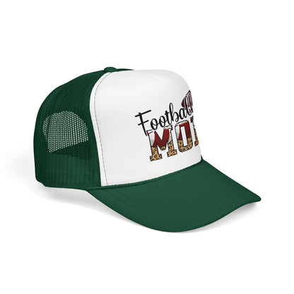 Football Mom Trucker Hat — Leopard Print Graphic Foam Cap for Game Day