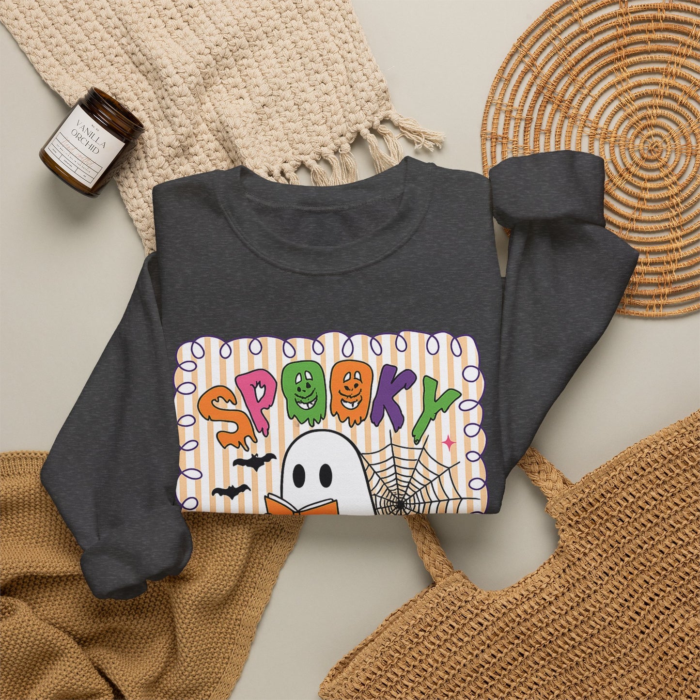 Spooky Teacher Sweatshirt — Cute Ghost Halloween Crewneck for Educators