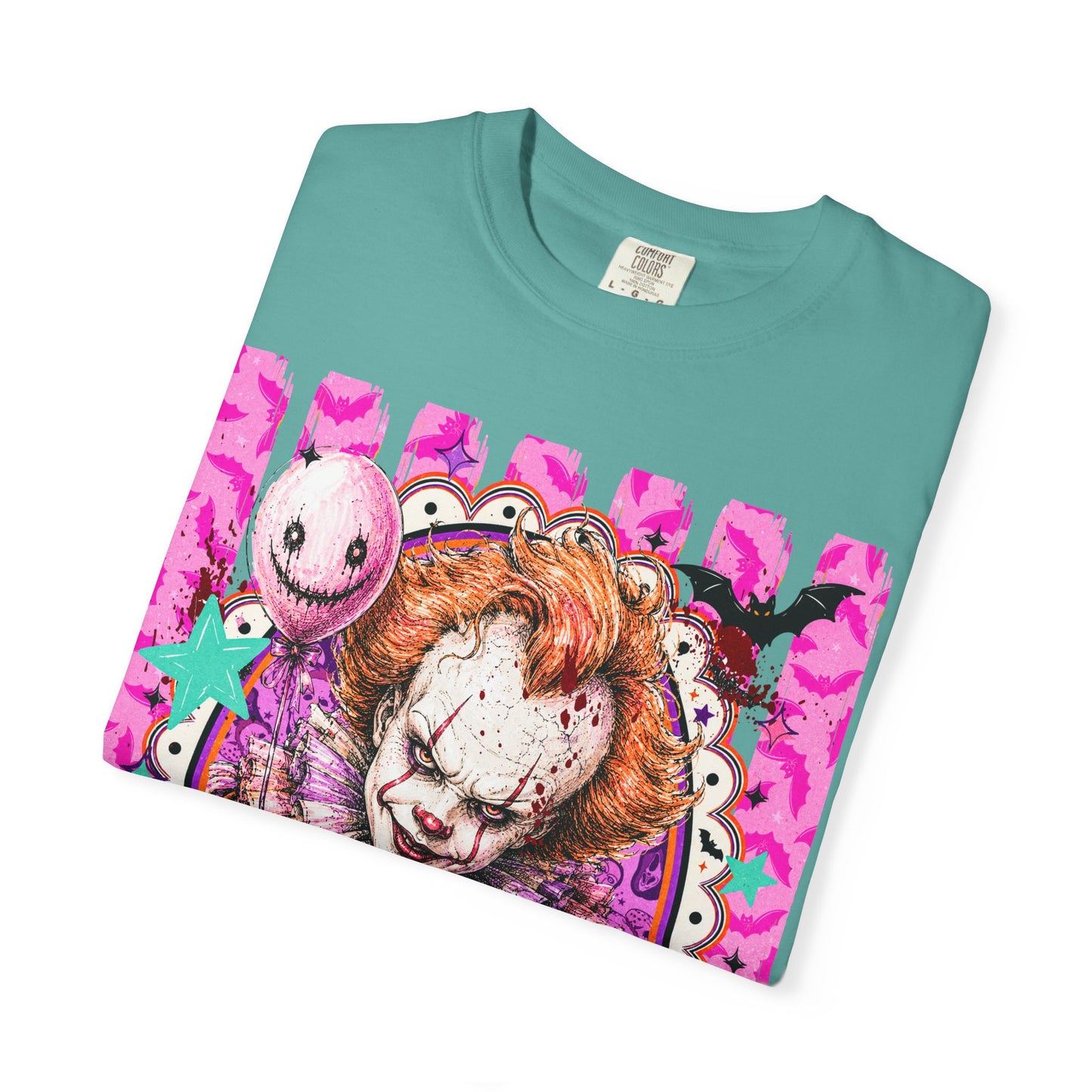 Creepy Clown Portrait T-Shirt — Pink Horror Graphic Tee