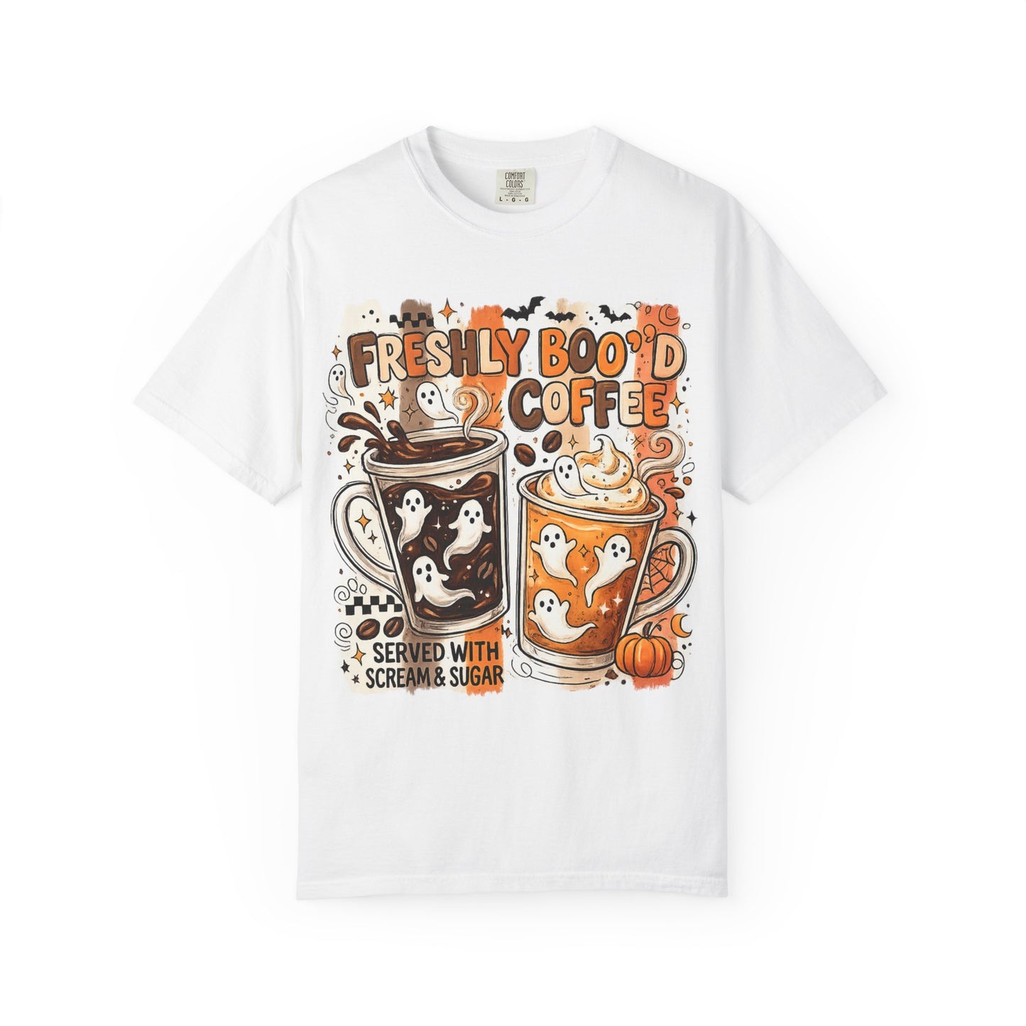 Freshly Boo'd Coffee Halloween T-Shirt — Cute Ghost Latte Graphic Tee