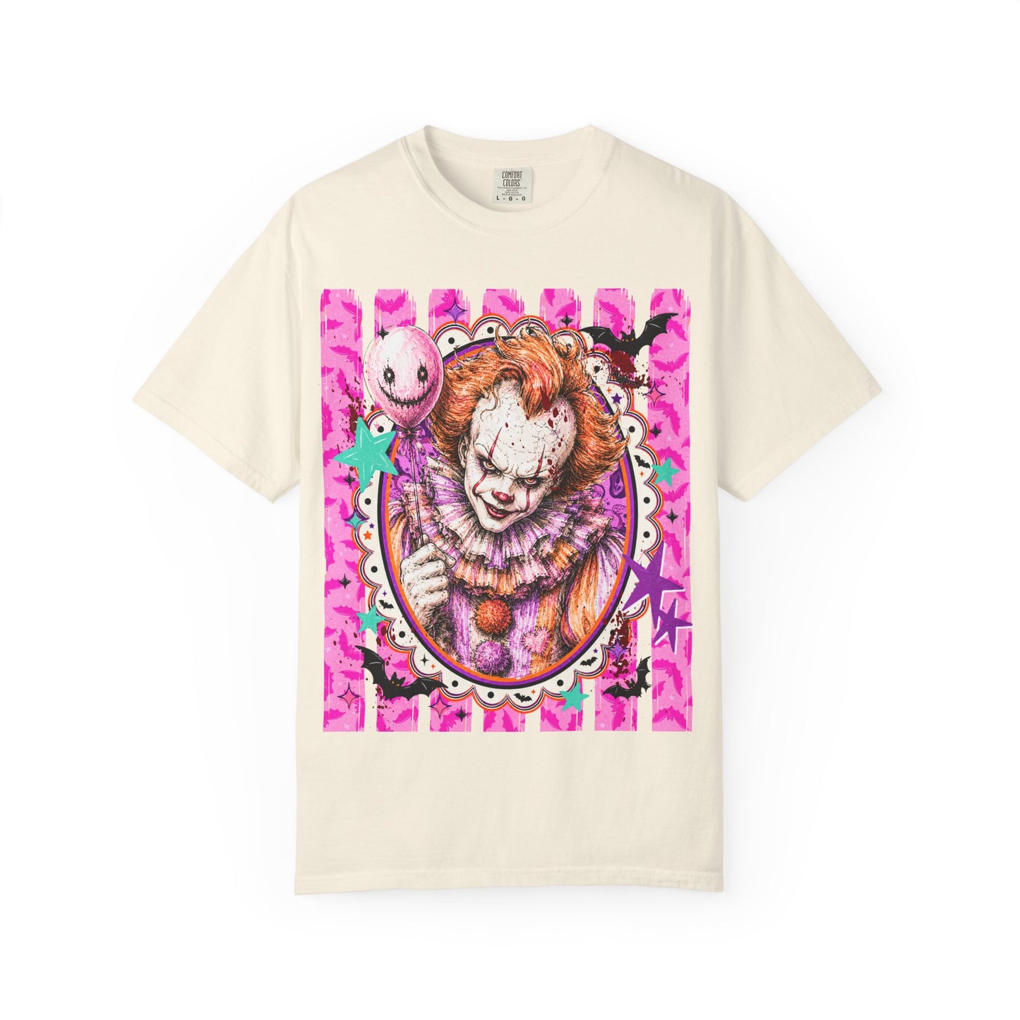 Creepy Clown Portrait T-Shirt — Pink Horror Graphic Tee