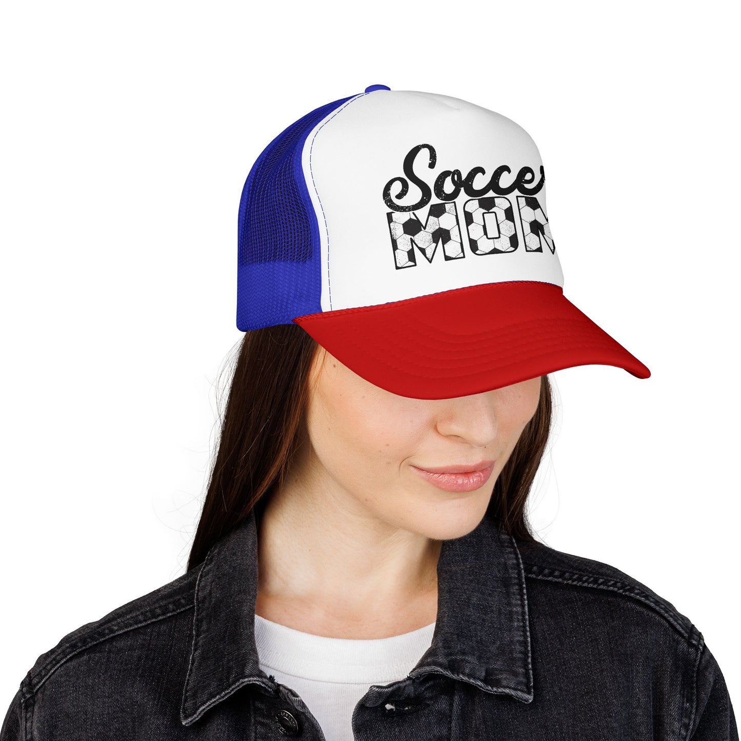 Soccer Mom Trucker Hat – Vintage Soccer Ball Lettering Foam Cap