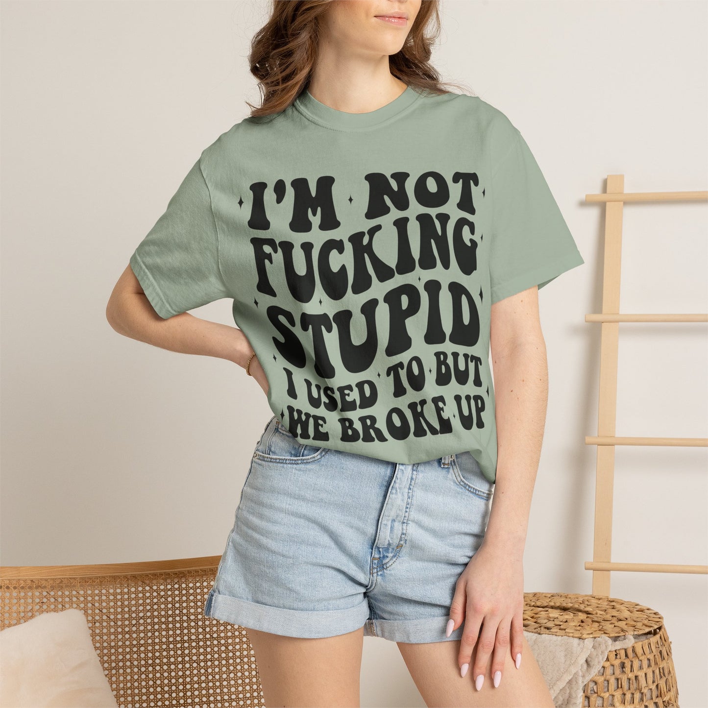 Provocative Graphic T-Shirt — "I'm Not Fucking Stupid, I Used To But We Broke Up"
