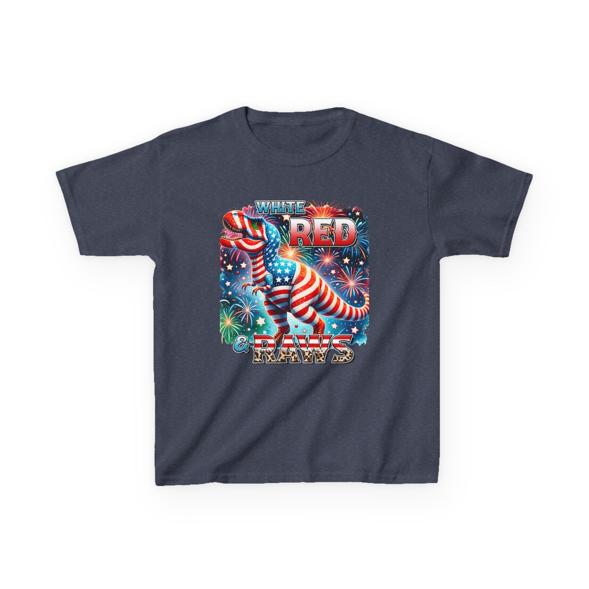 Kids T-Shirt — 'Where Red Paws' Patriotic Dinosaur Tee (4th of July)