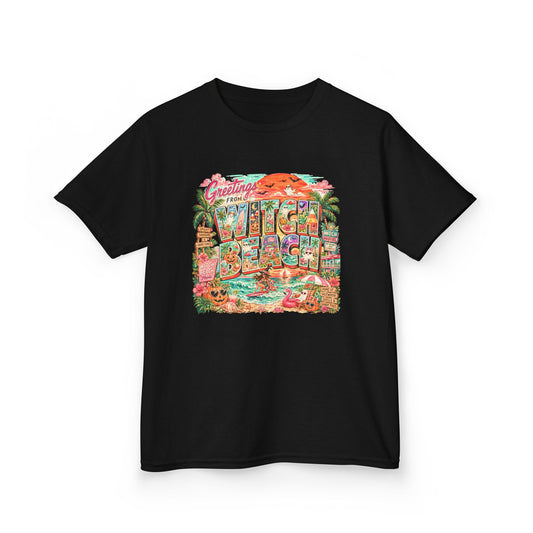 Kids T-Shirt — Retro Tropical 'Greetings From' Hawaii Postcard Design